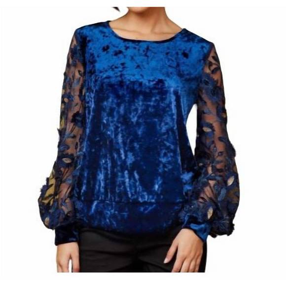 NEW EVA FRANCO rios top in navy bloom - Picture 1 of 3